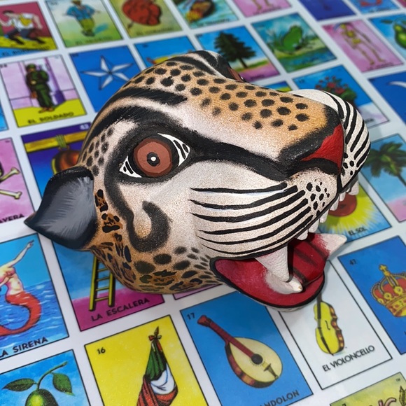 •handmade• Jaguar Head - Oaxacan Alebrije Wood Carving - Picture 3 of 11